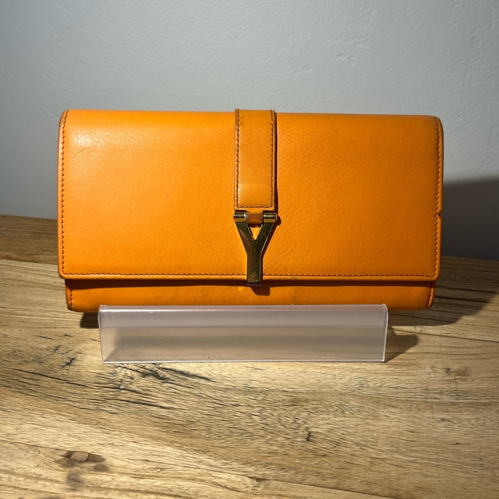 SAINT LAURENT Ligne Y Leather Long Wallet